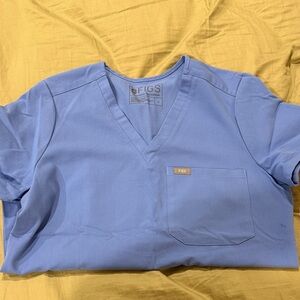 Figs Light Blue V-Neck Scrub Top
